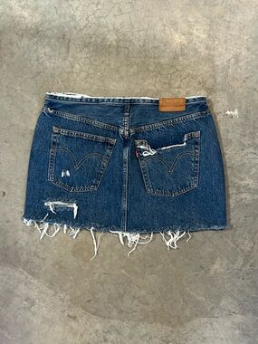 Distressed Denim Mini Skirt